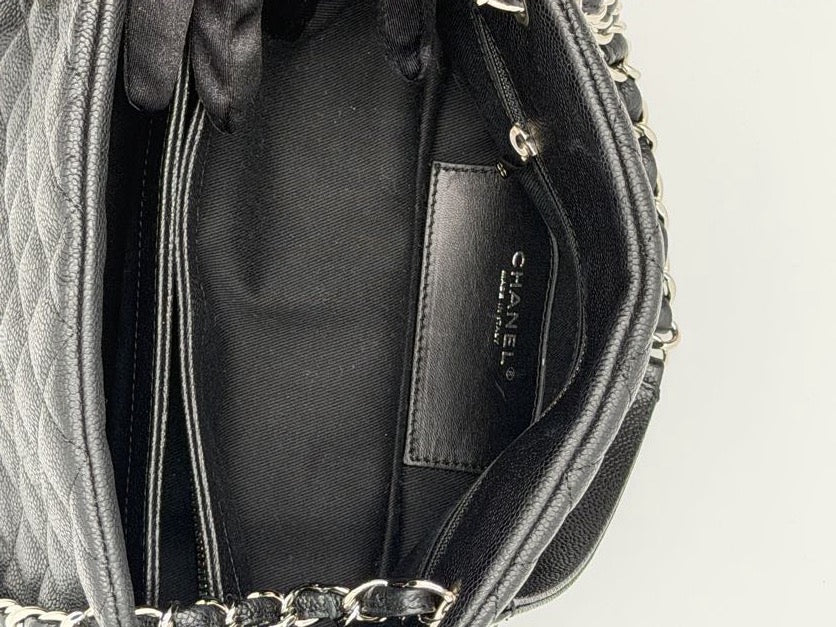 Chanel Just Mademoiselle Bowler Caviar Silver HW