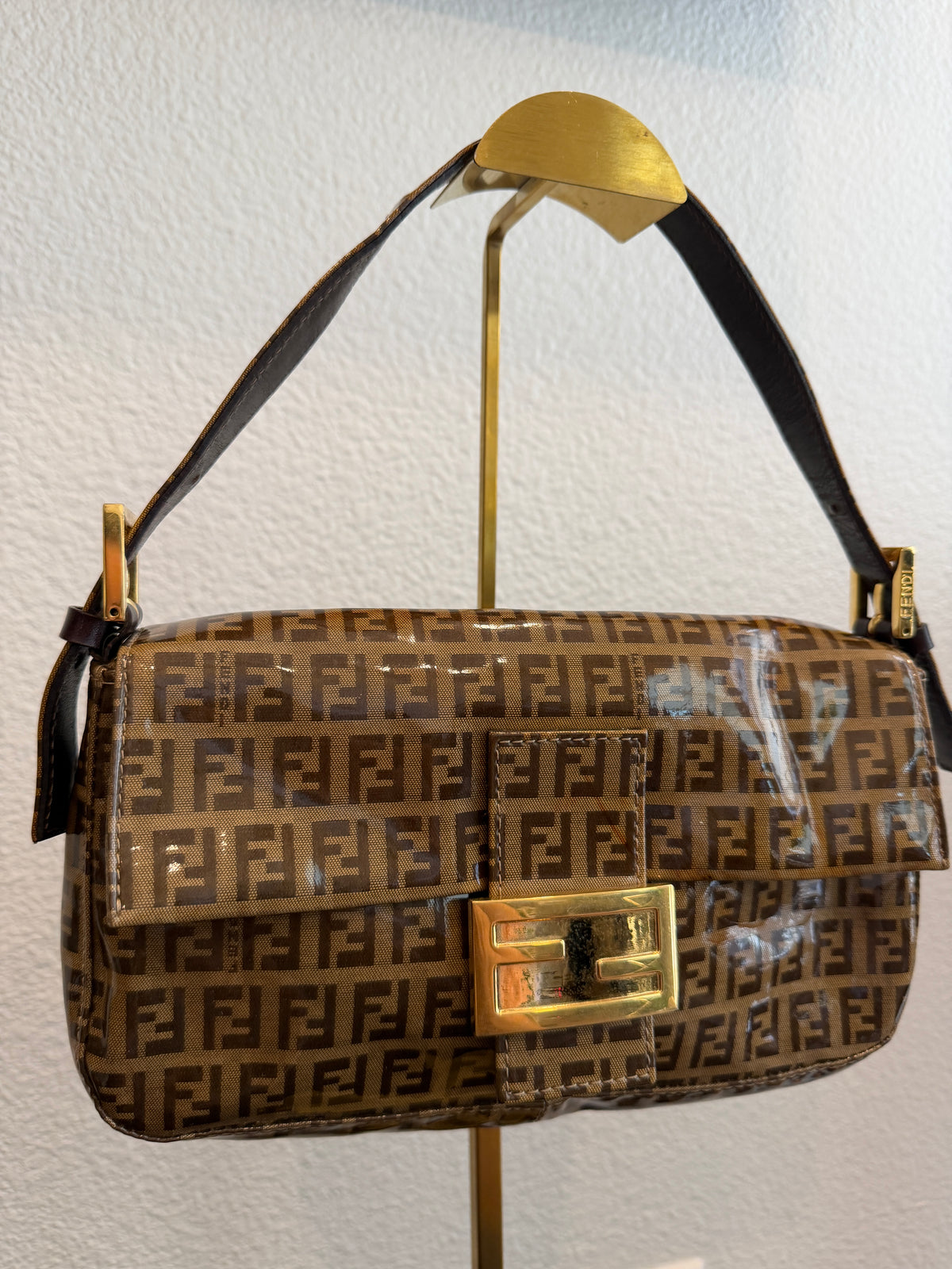 Fendi Zucchino Coated Canvas Baguette