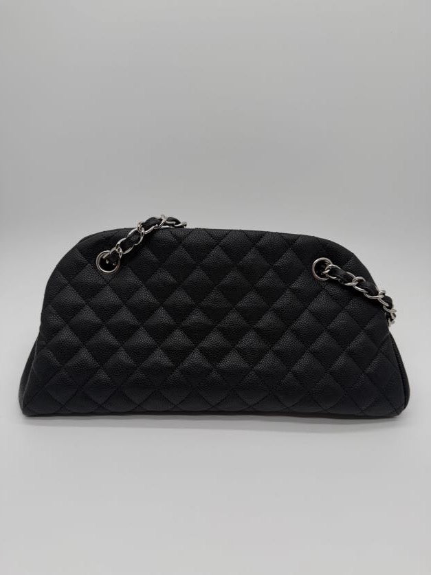 Chanel Just Mademoiselle Bowler Caviar Silver HW