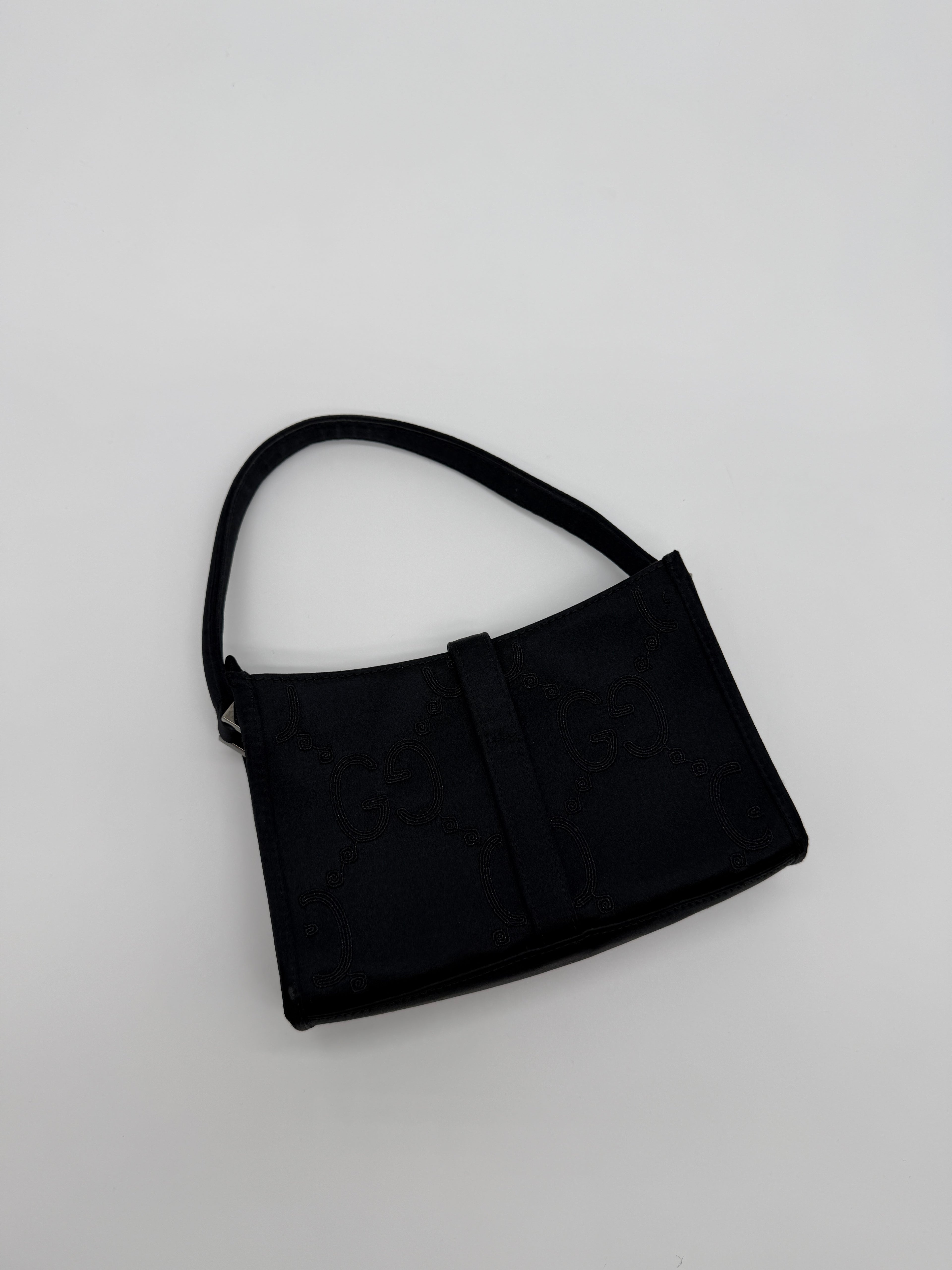 Gucci Jackie Black Satin Mini Square