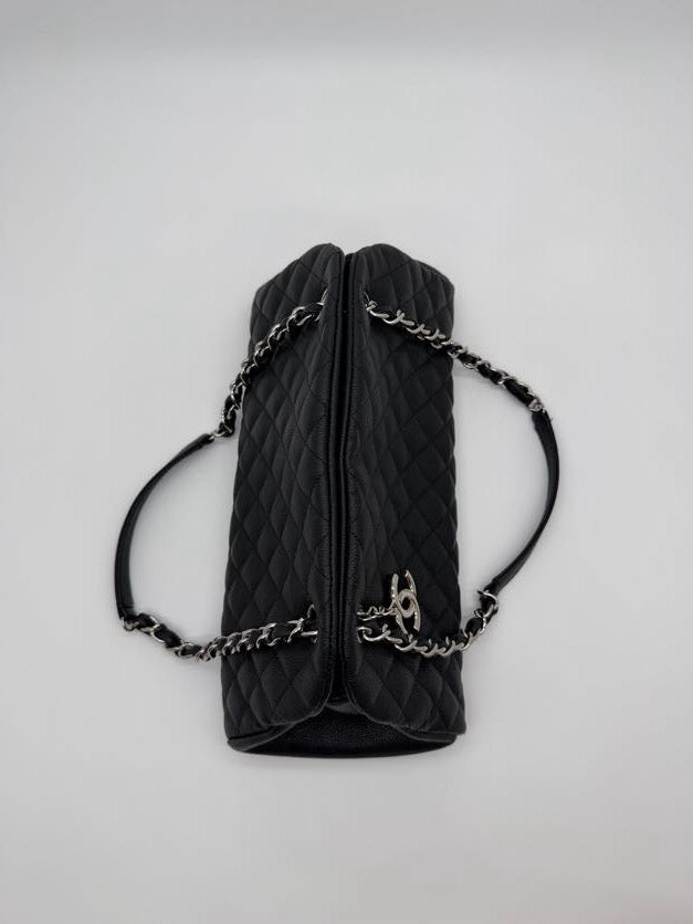 Chanel Just Mademoiselle Bowler Caviar Silver HW