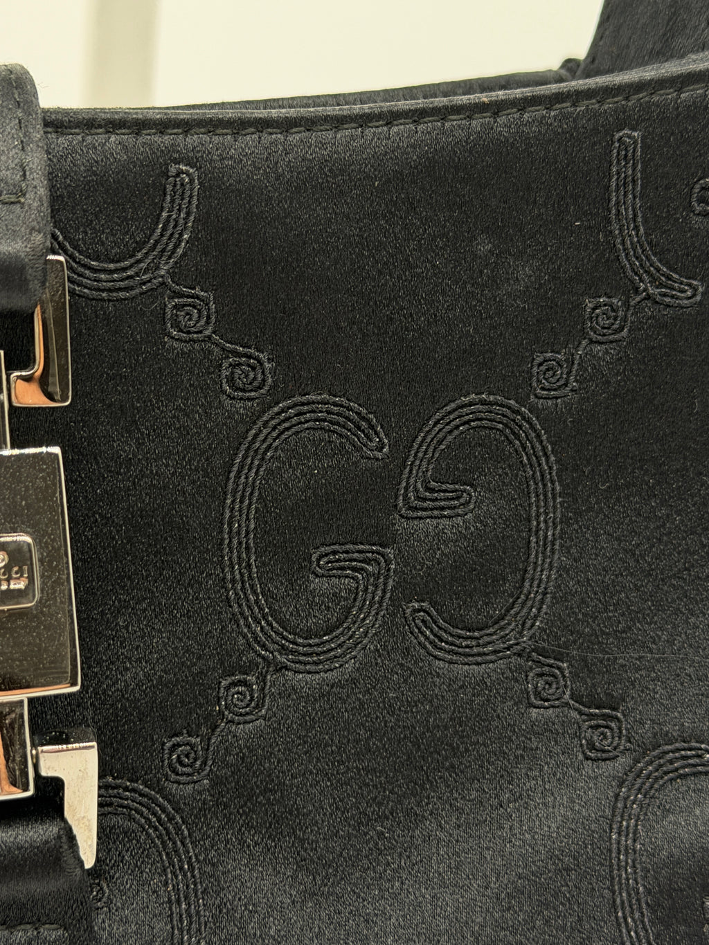 Gucci Jackie Black Satin Mini Square