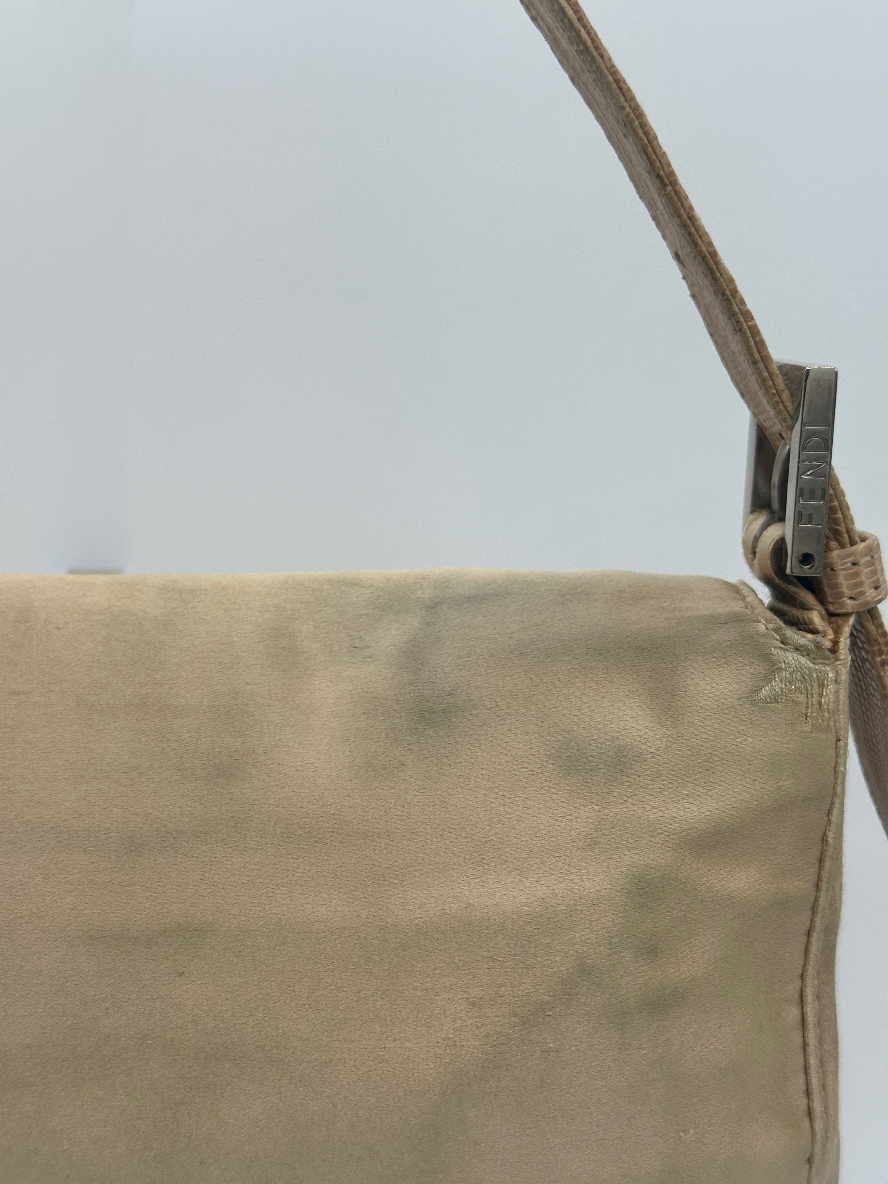 Satin Fendi Baguette with Croc-Embossed Leather