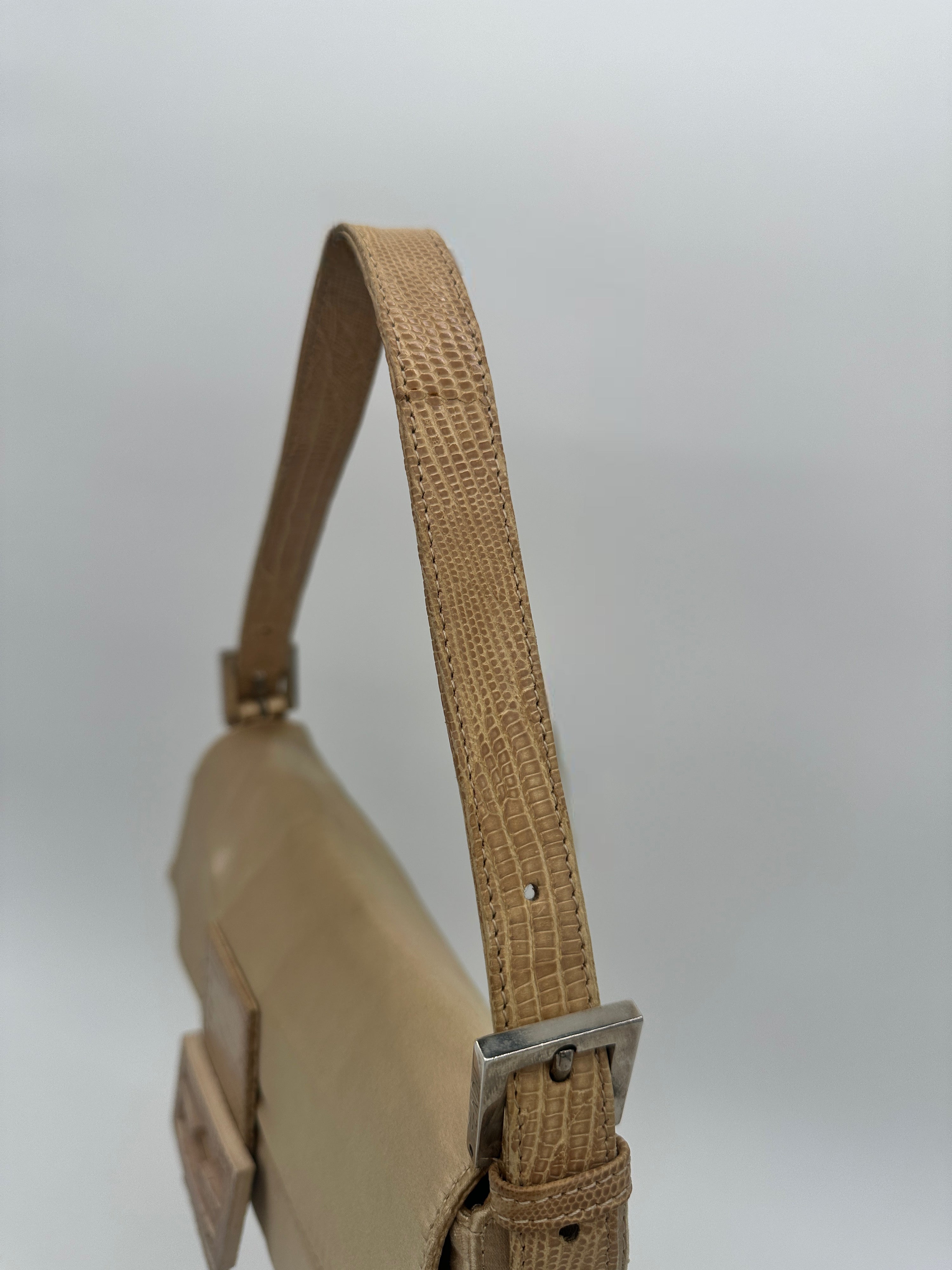 Satin Fendi Baguette with Croc-Embossed Leather