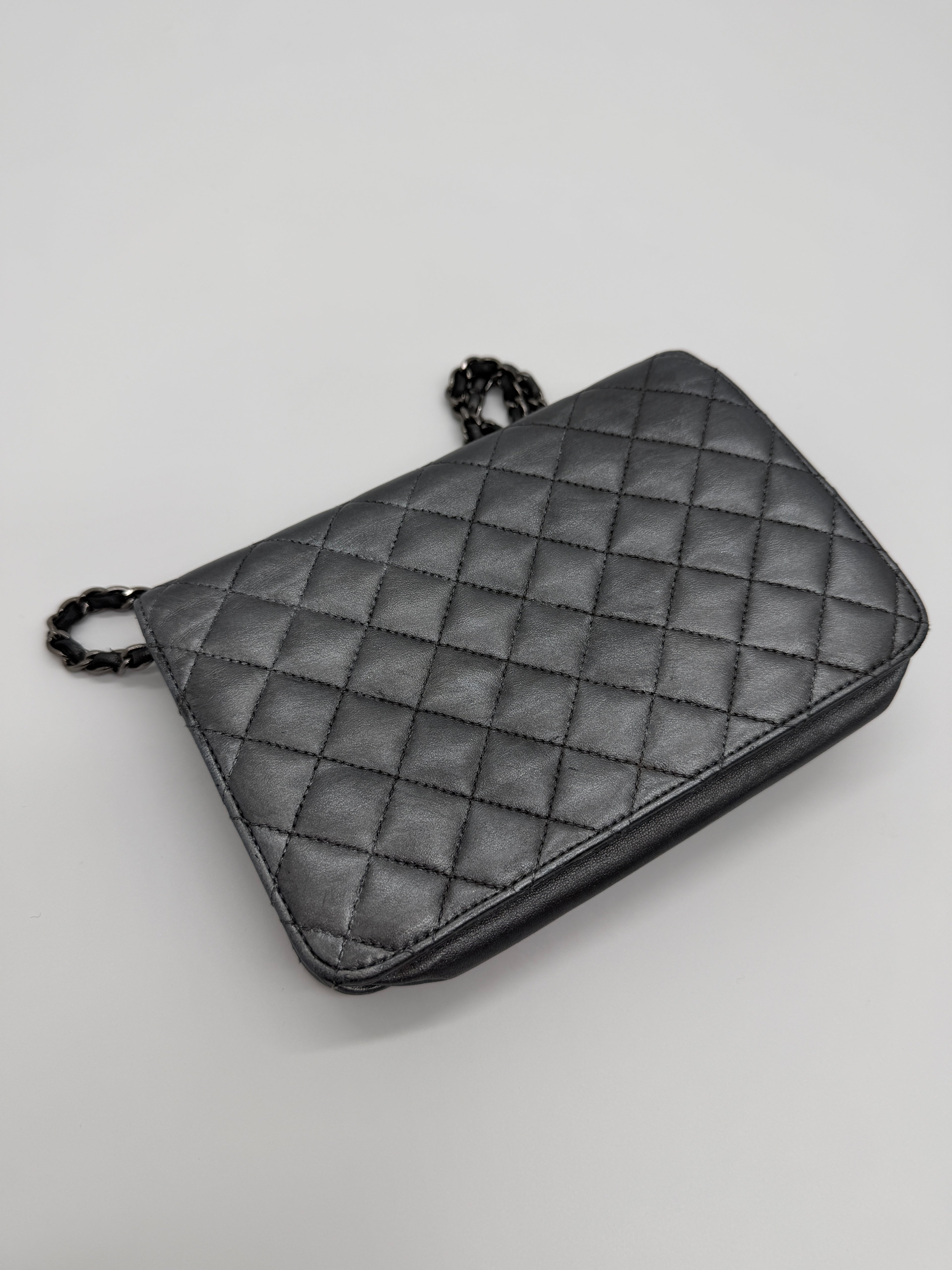 Chanel Grey Quilted Wallet on Chain