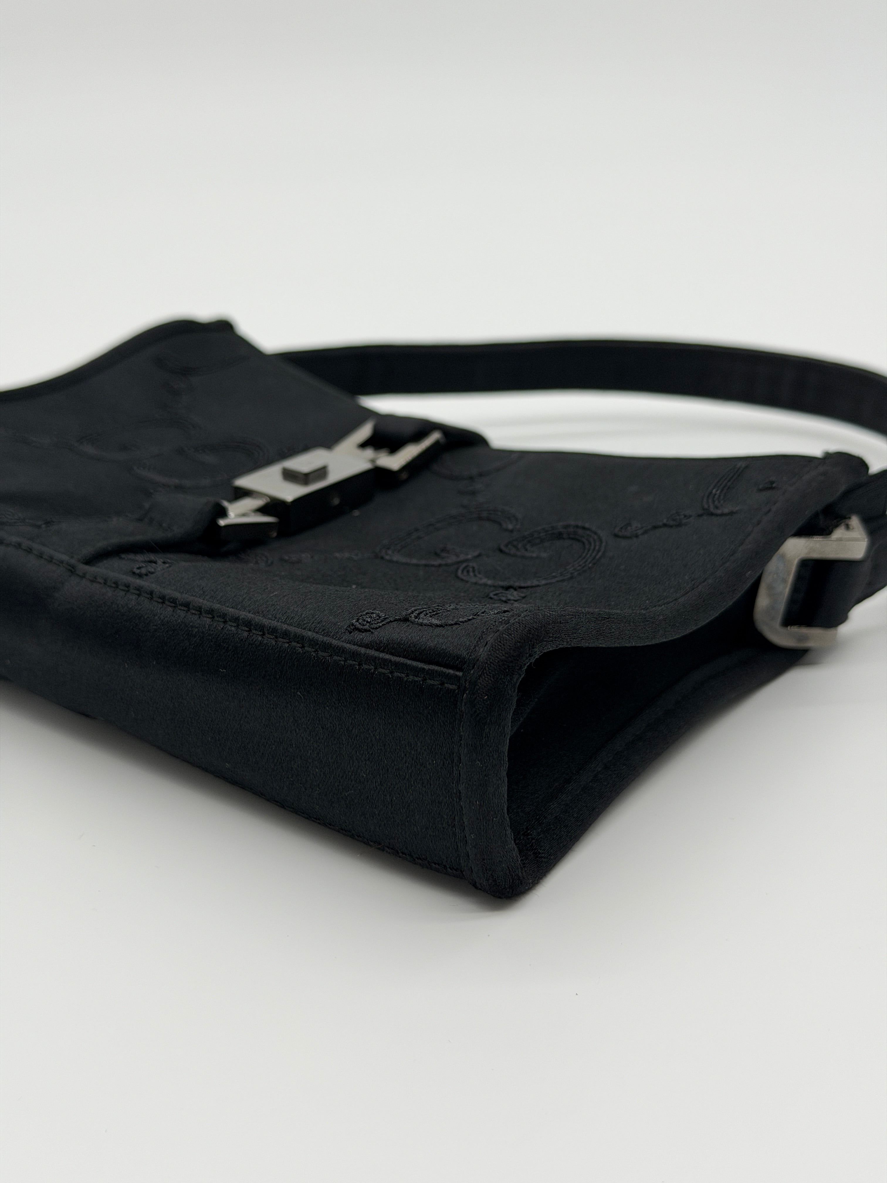 Gucci Jackie Black Satin Mini Square