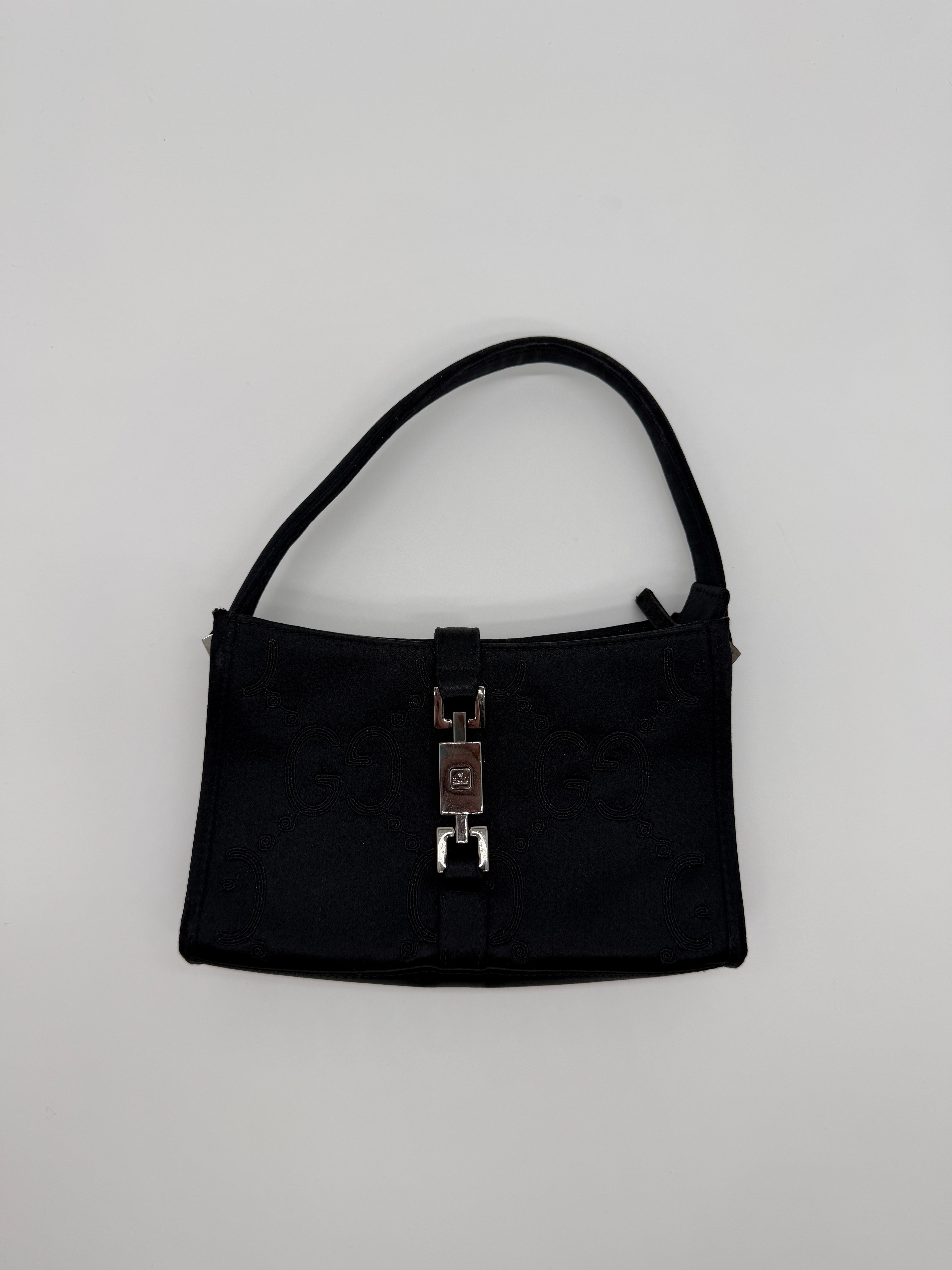 Gucci Jackie Black Satin Mini Square