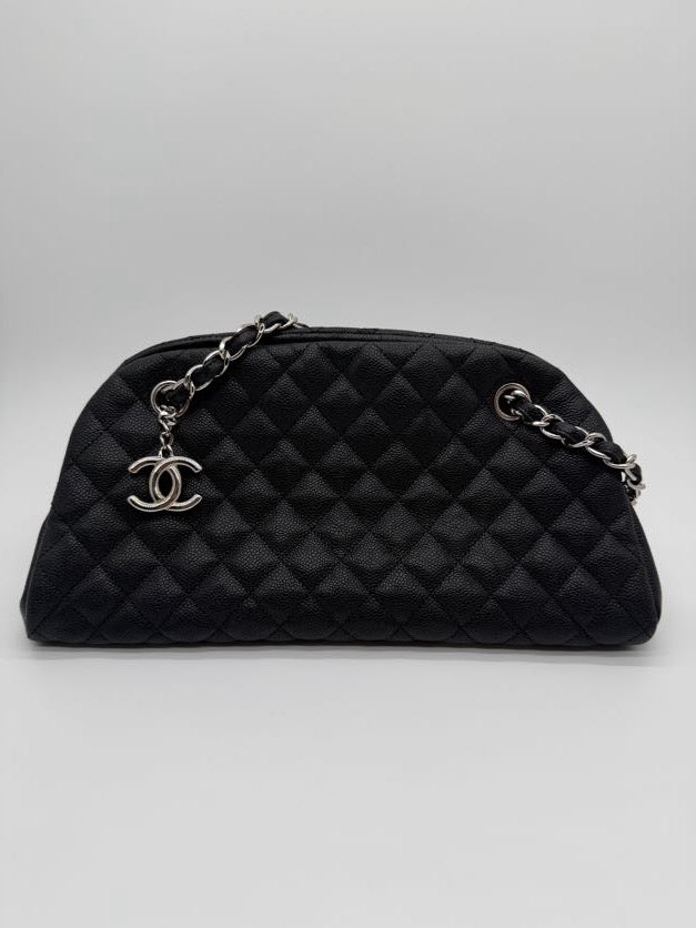 Chanel Just Mademoiselle Bowler Caviar Silver HW