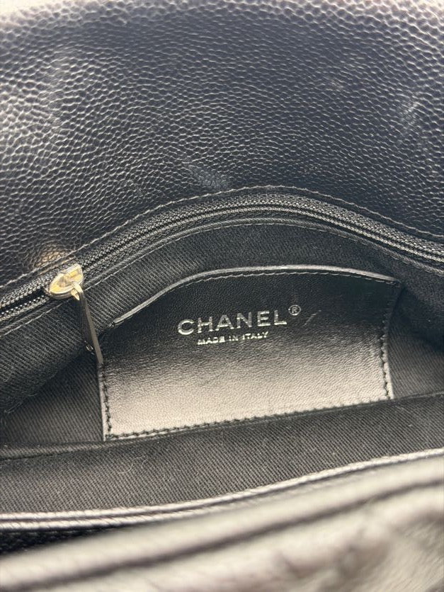 Chanel Just Mademoiselle Bowler Caviar Silver HW