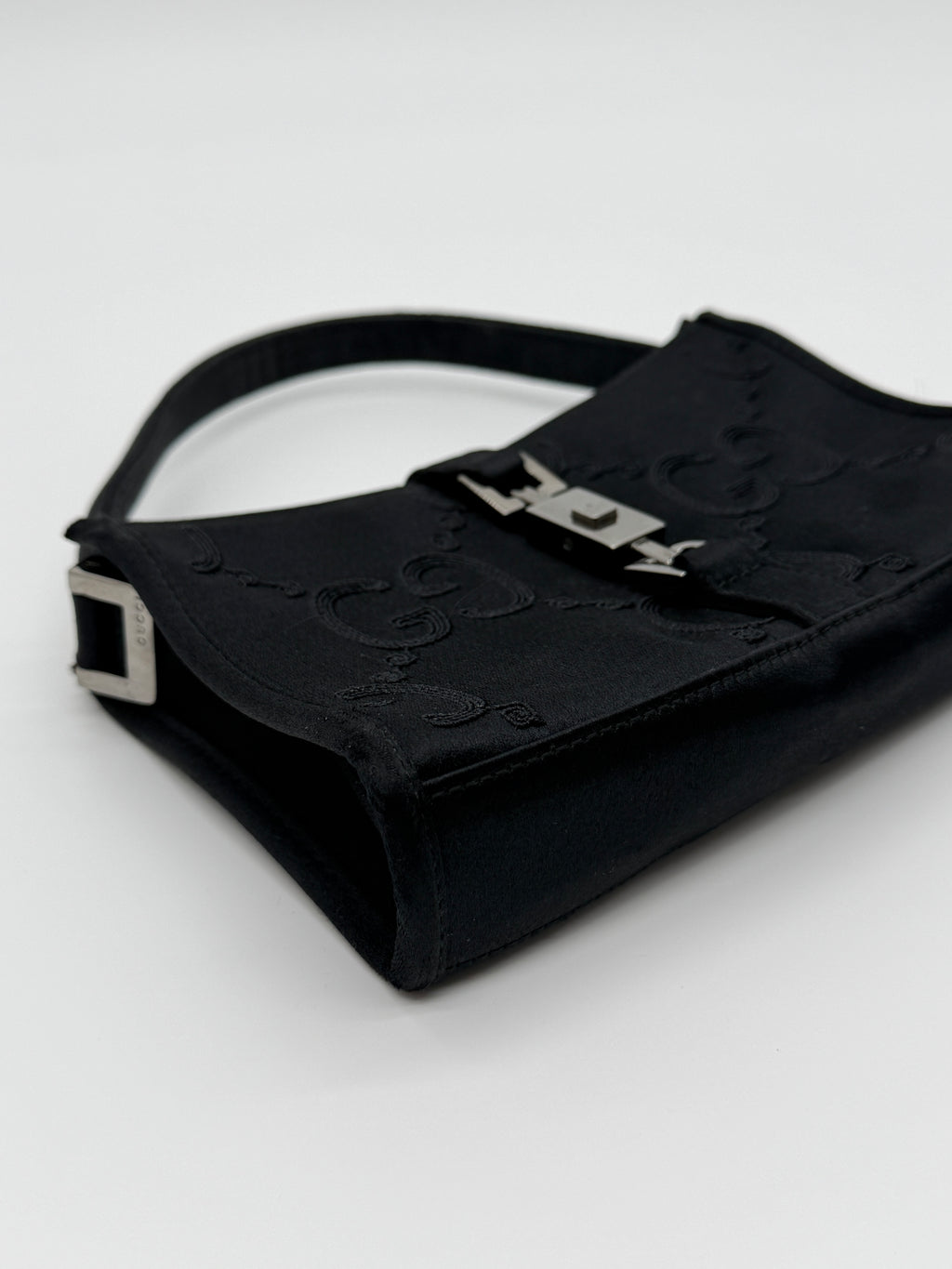 Gucci Jackie Black Satin Mini Square
