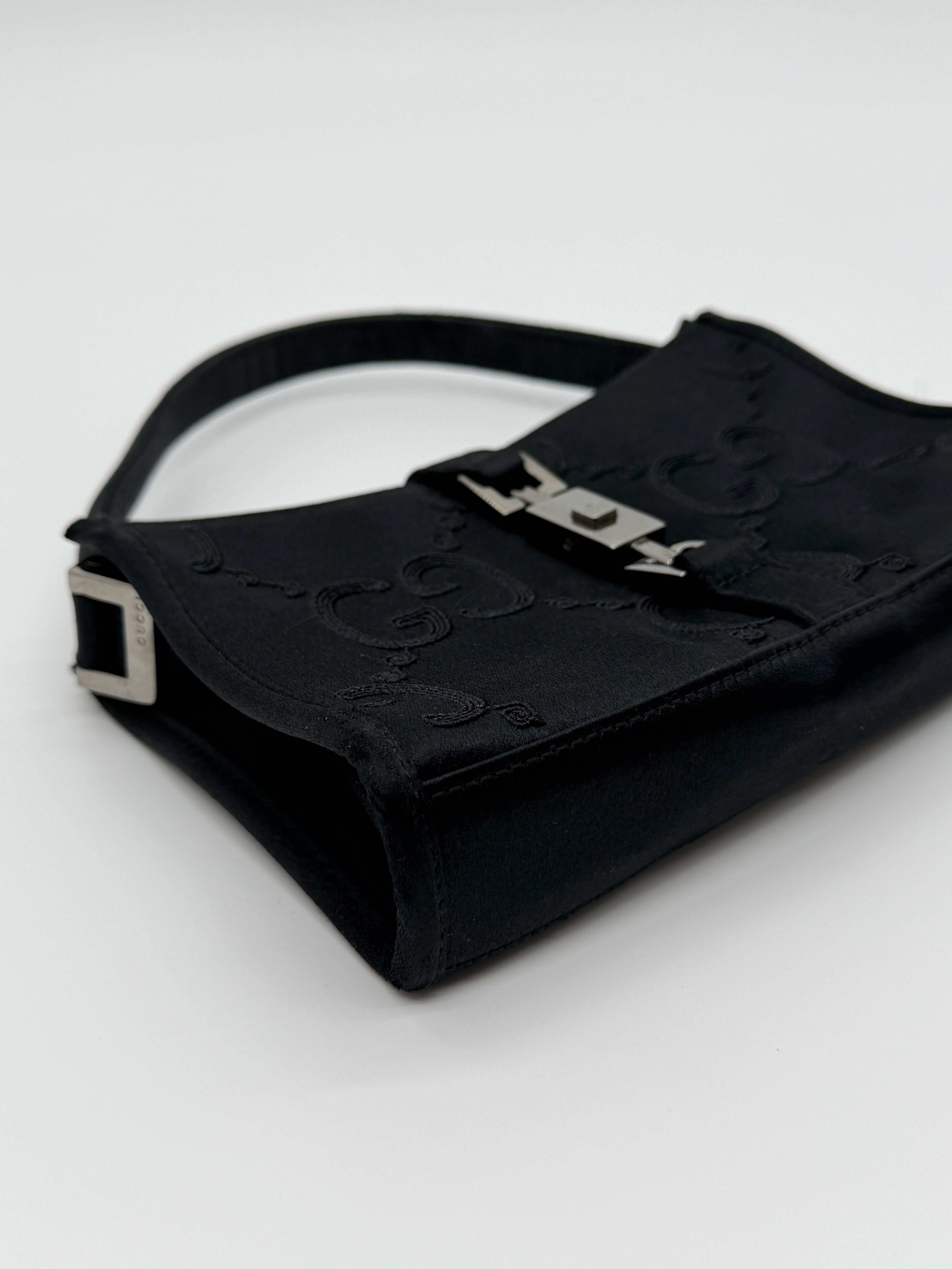 Gucci Jackie Black Satin Mini Square