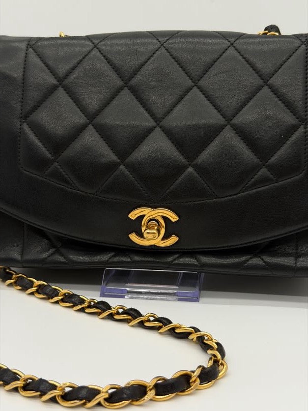 Chanel Diana Small Flap Bag in Black Lambskin