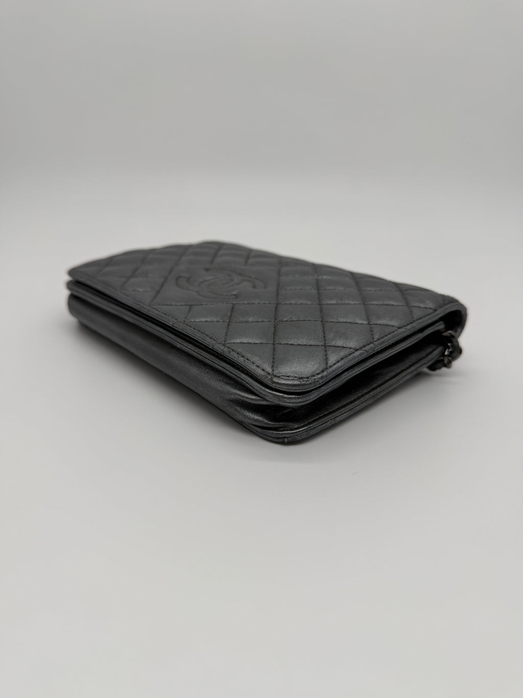 Chanel Grey Quilted Wallet on Chain