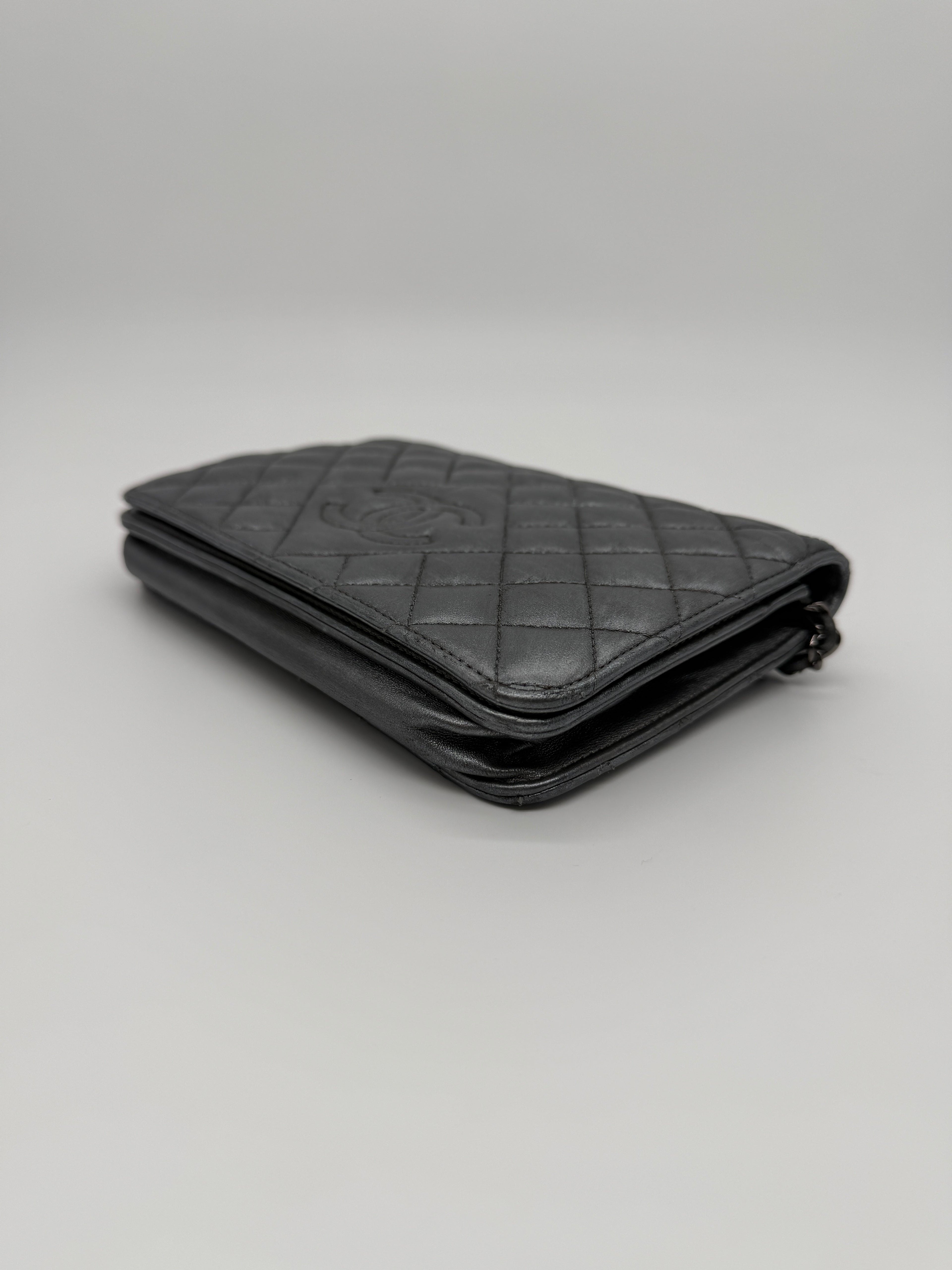 Chanel Grey Quilted Wallet on Chain