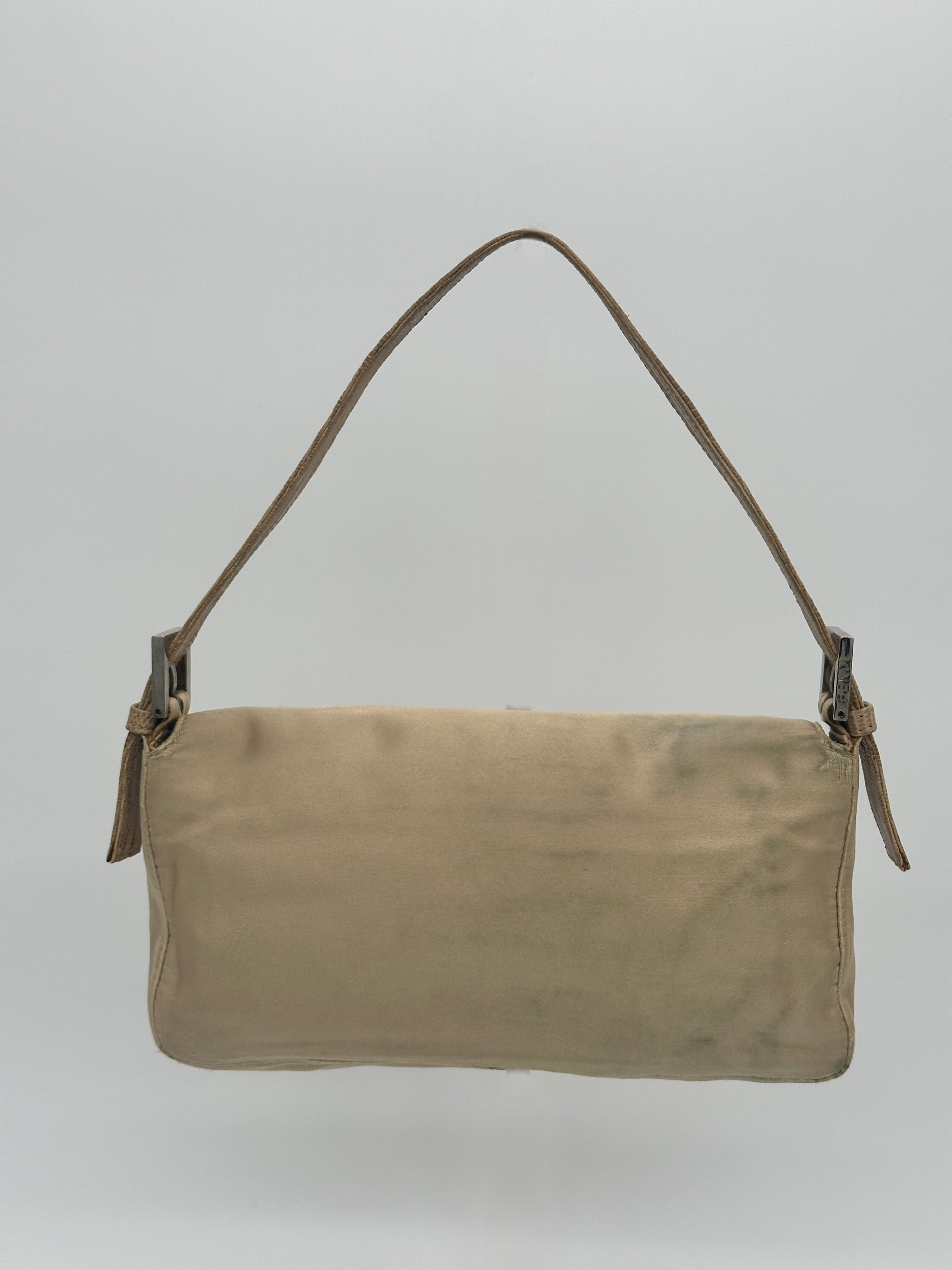 Satin Fendi Baguette with Croc-Embossed Leather