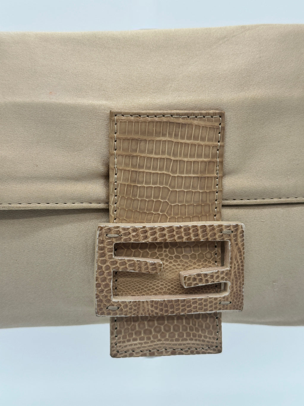 Satin Fendi Baguette with Croc-Embossed Leather