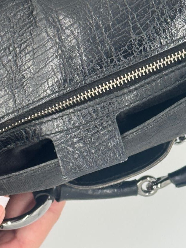 Gucci Black Horsebit Chain Shoulder Bag