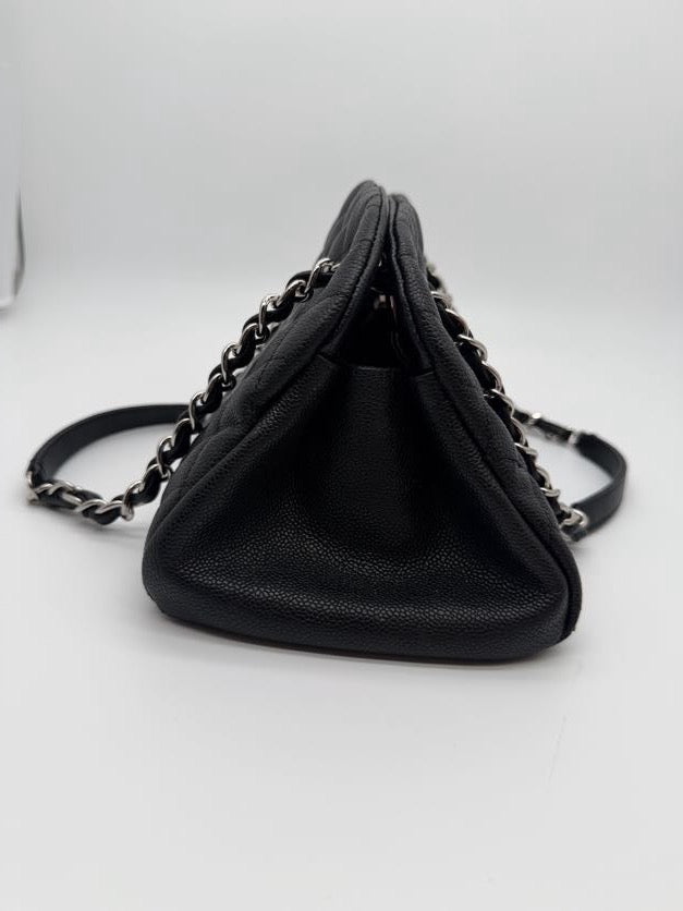 Chanel Just Mademoiselle Bowler Caviar Silver HW