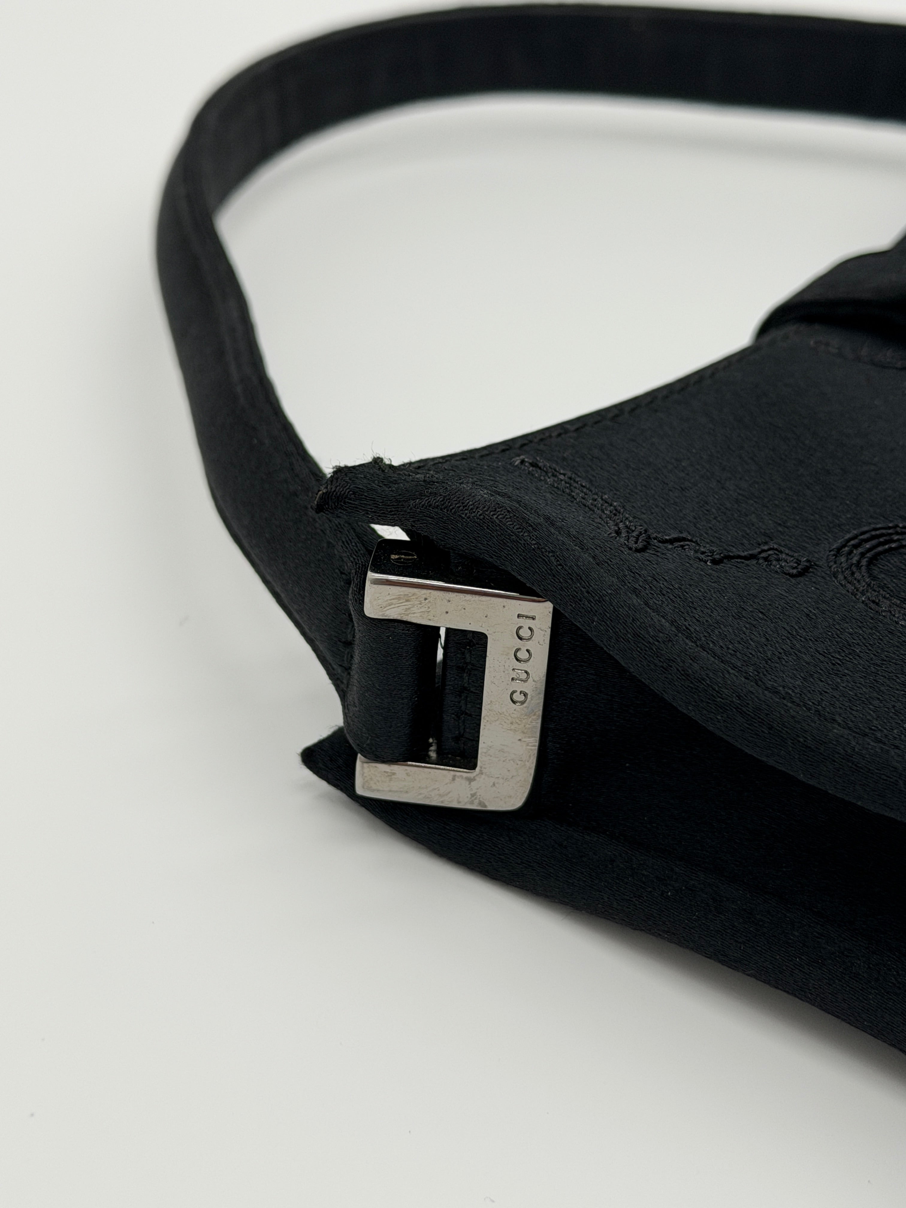 Gucci Jackie Black Satin Mini Square