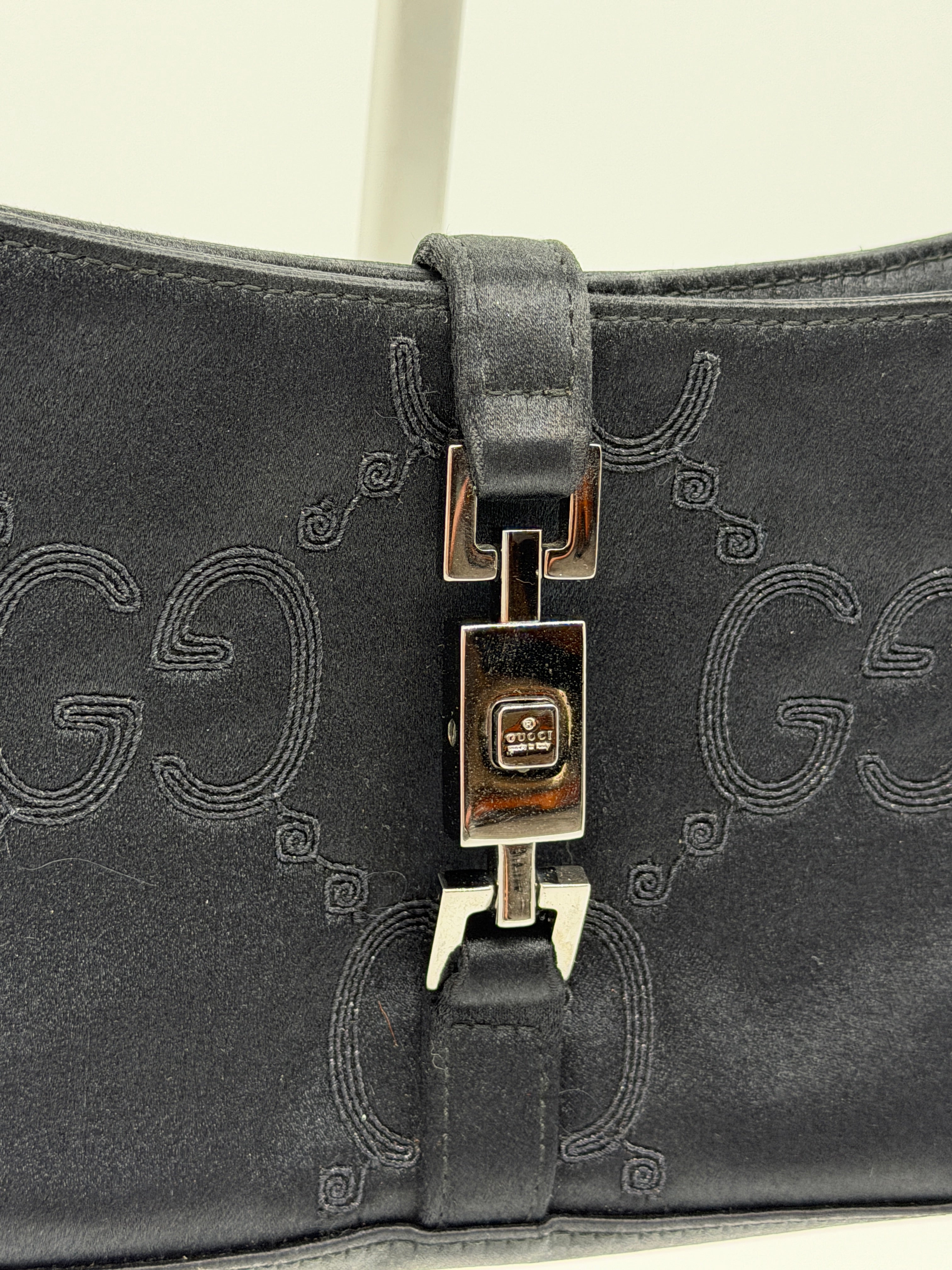 Gucci Jackie Black Satin Mini Square