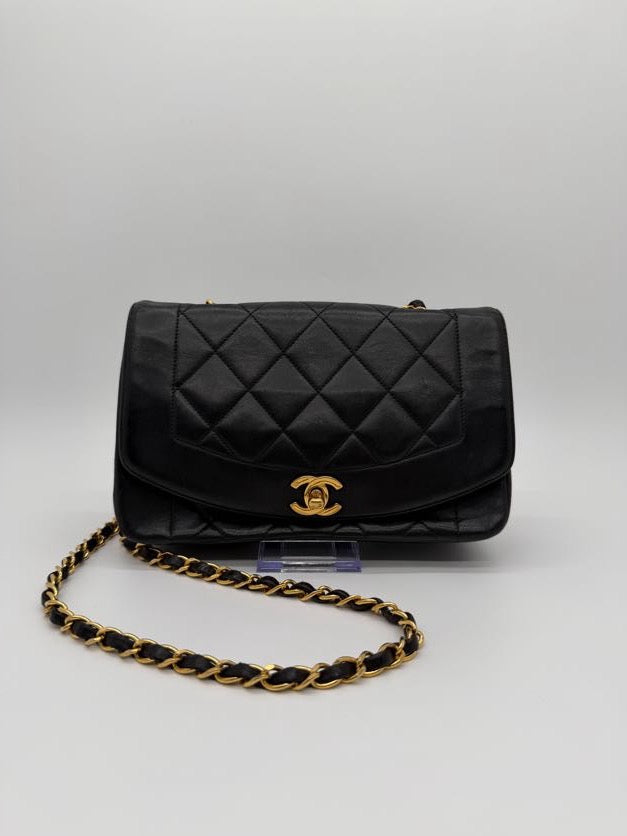 Chanel Diana Small Flap Bag in Black Lambskin