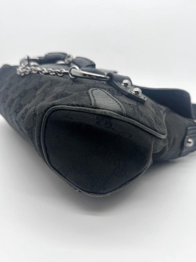 Gucci Black Horsebit Chain Shoulder Bag
