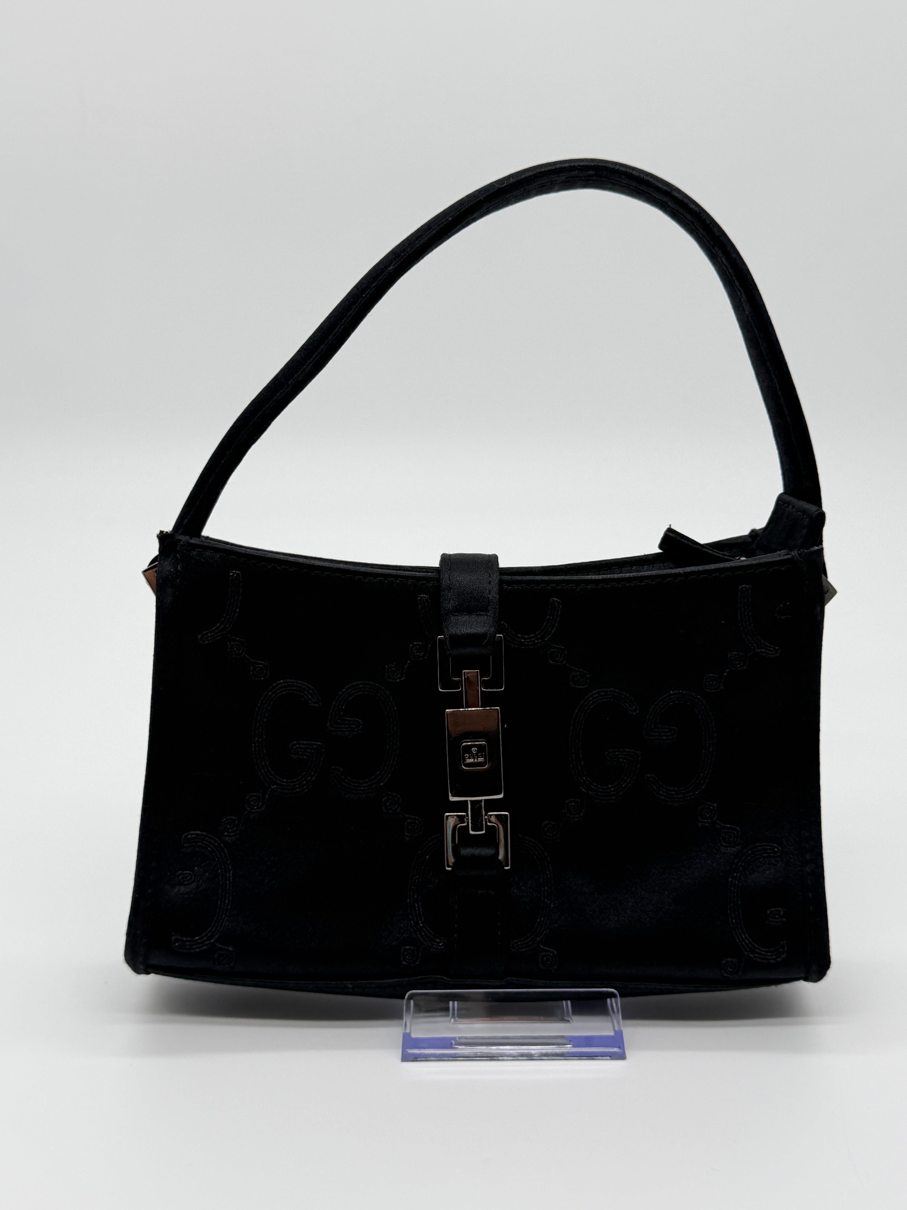 Gucci Jackie Black Satin Mini Square