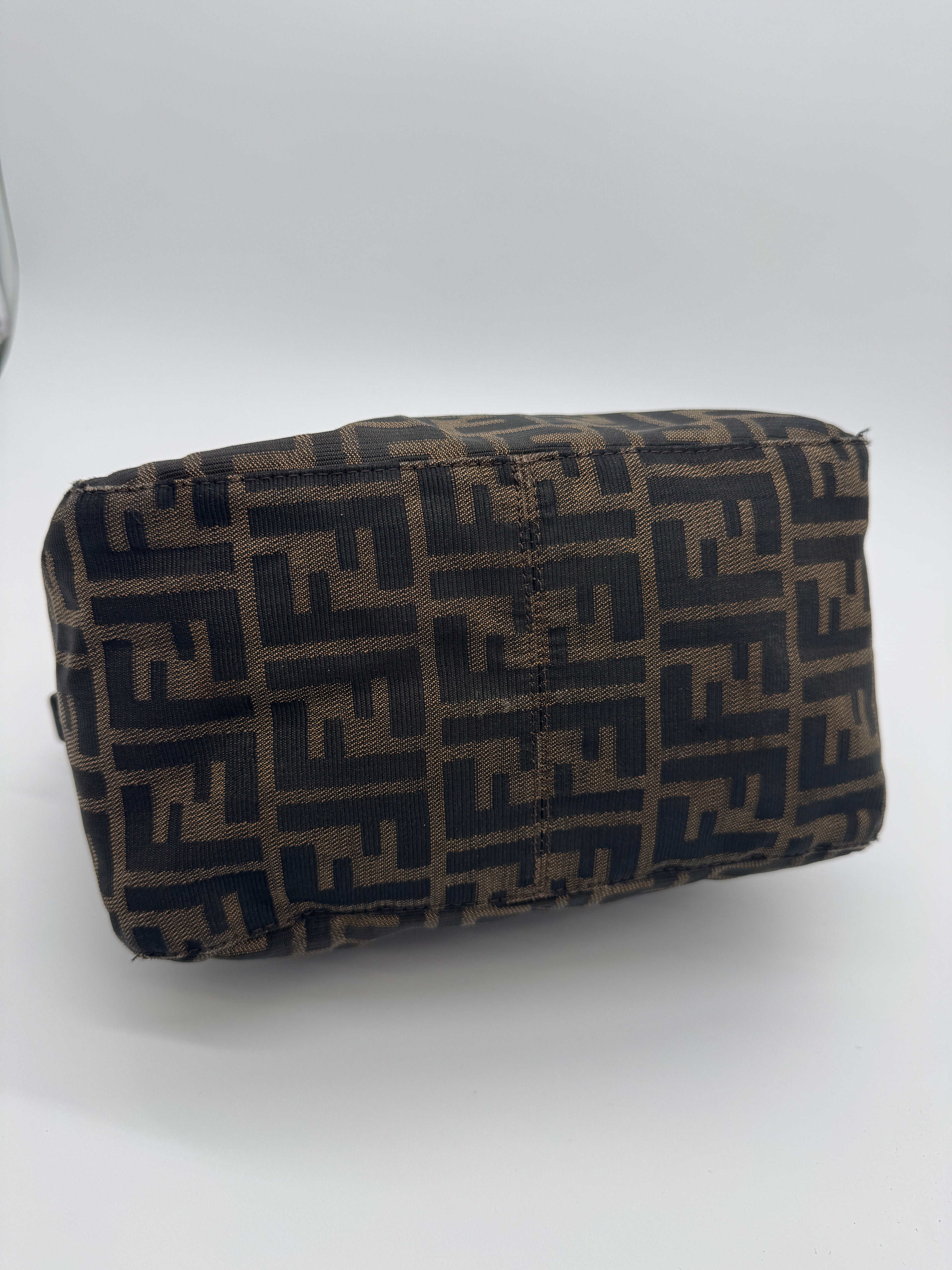 Fendi Zucca Double Flap Baguette in Brown