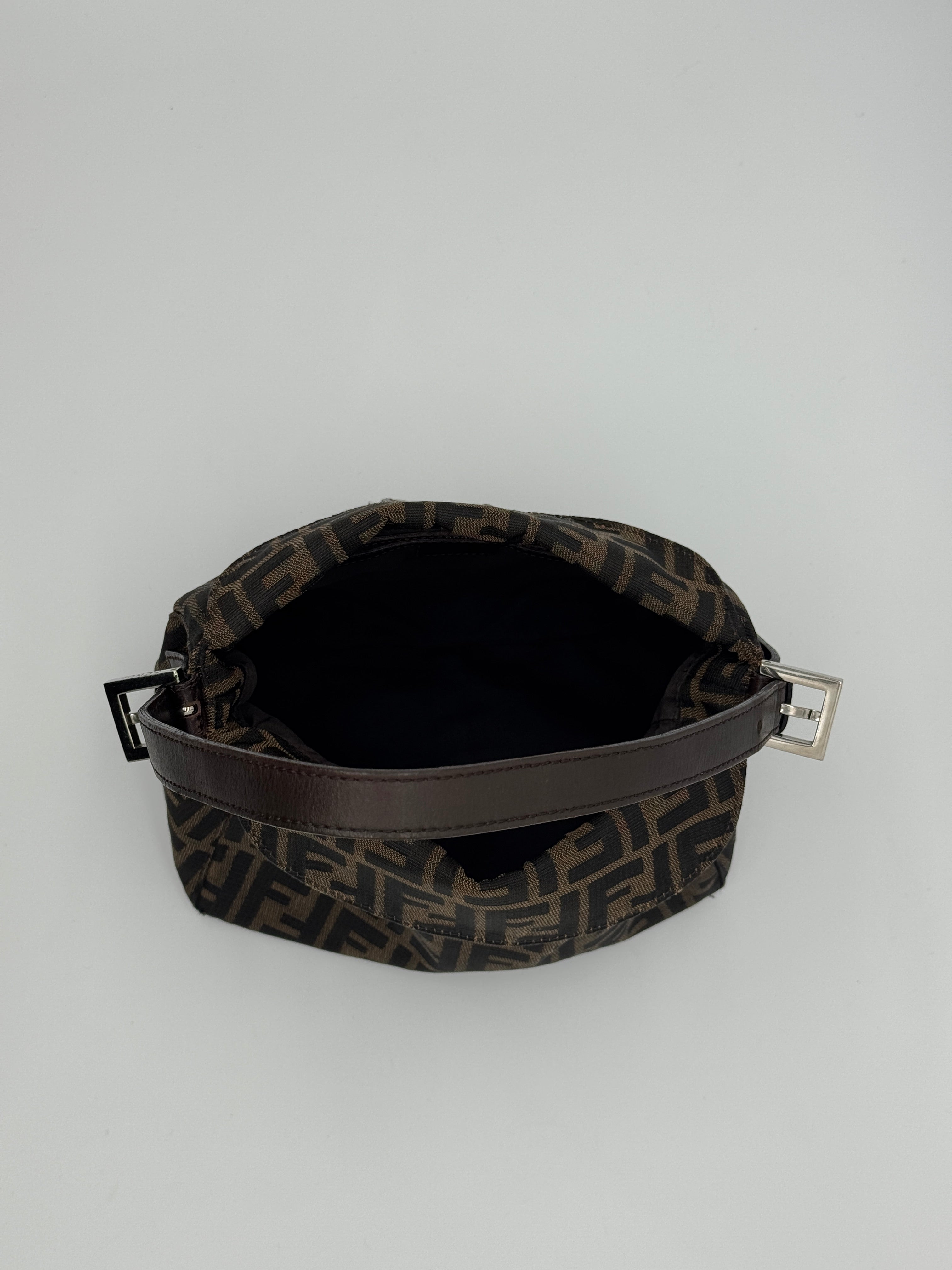 Fendi Zucca Double Flap Baguette in Brown