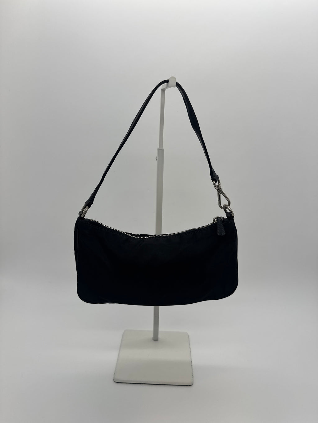Prada Tessuto Nylon Shoulder Bag with Crystal Logo Plaque