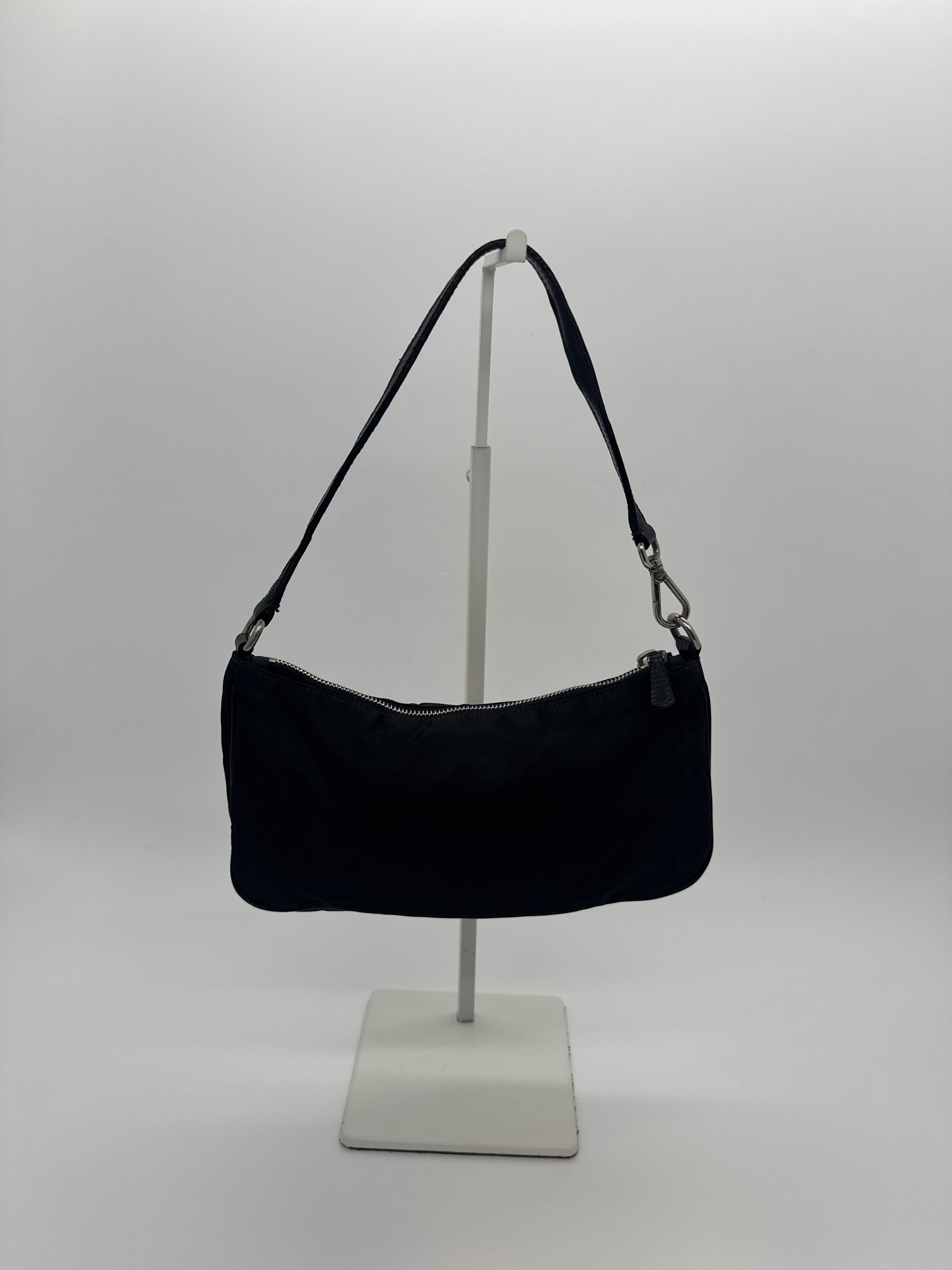 Prada Tessuto Nylon Shoulder Bag with Crystal Logo Plaque