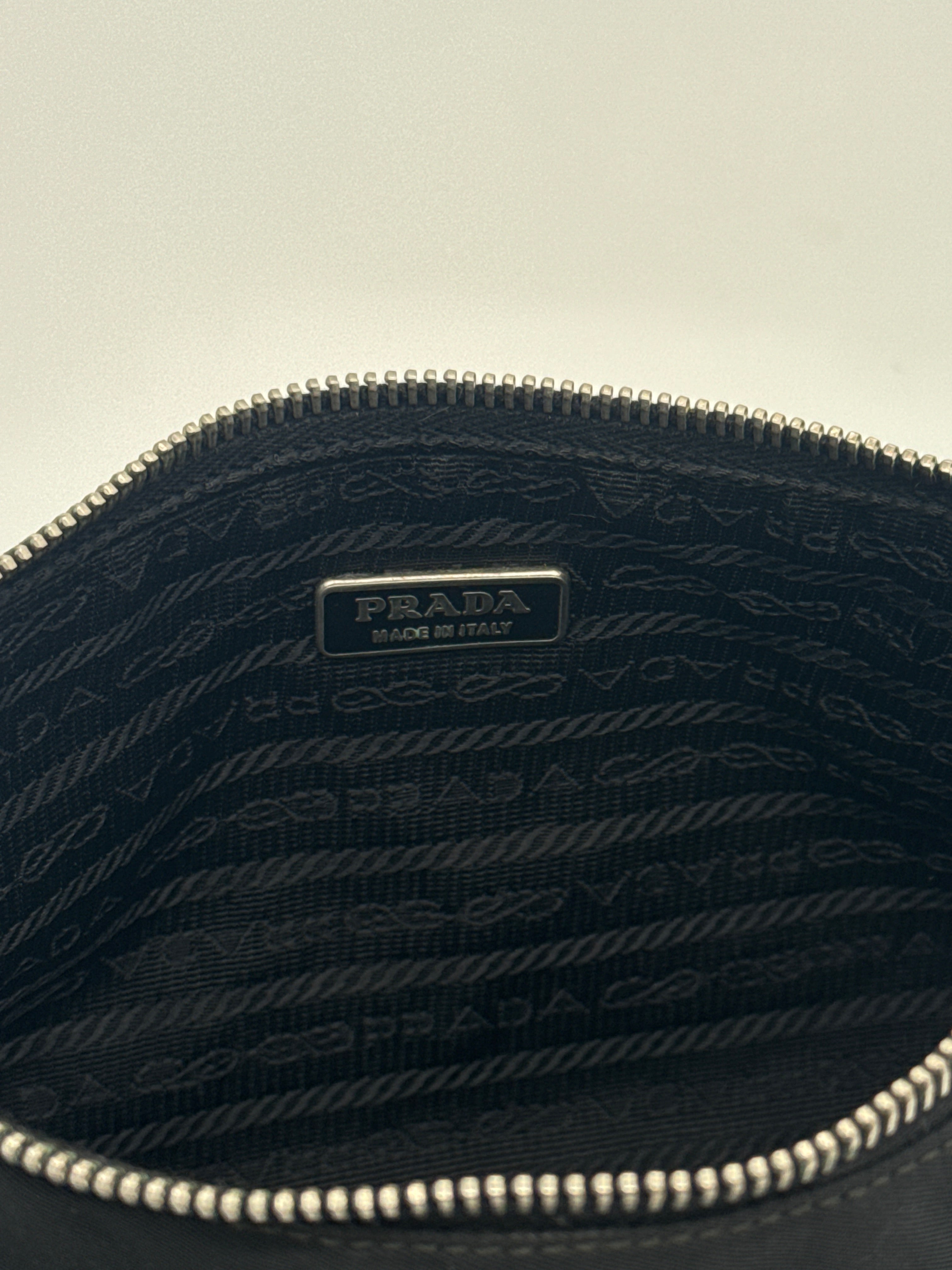 Prada Tessuto Nylon Shoulder Bag with Crystal Logo Plaque
