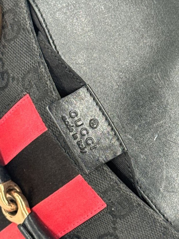 Gucci Horsebit Clutch with Pink Silk Stripes