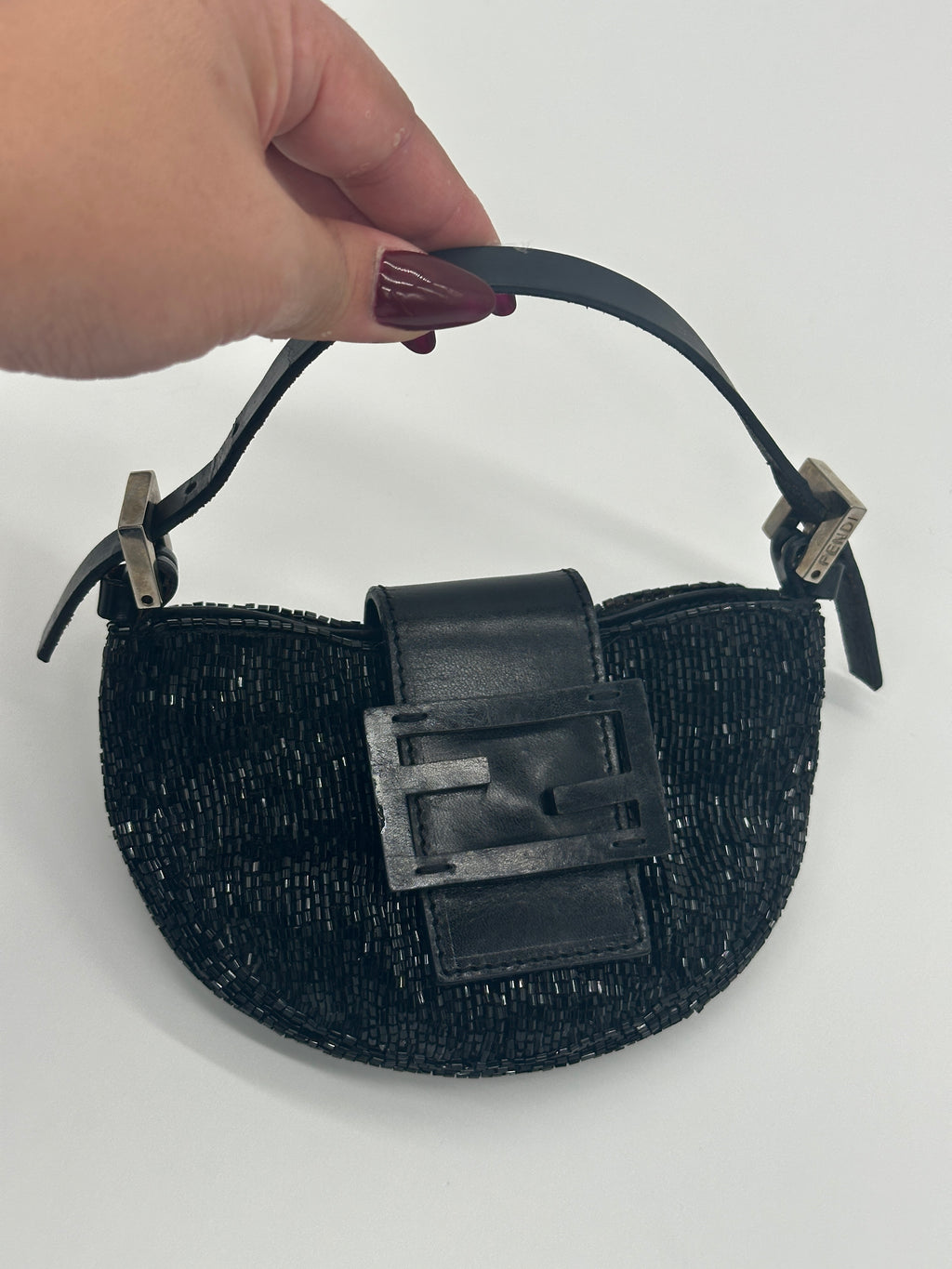Fendi Mini Croissant Black Beaded