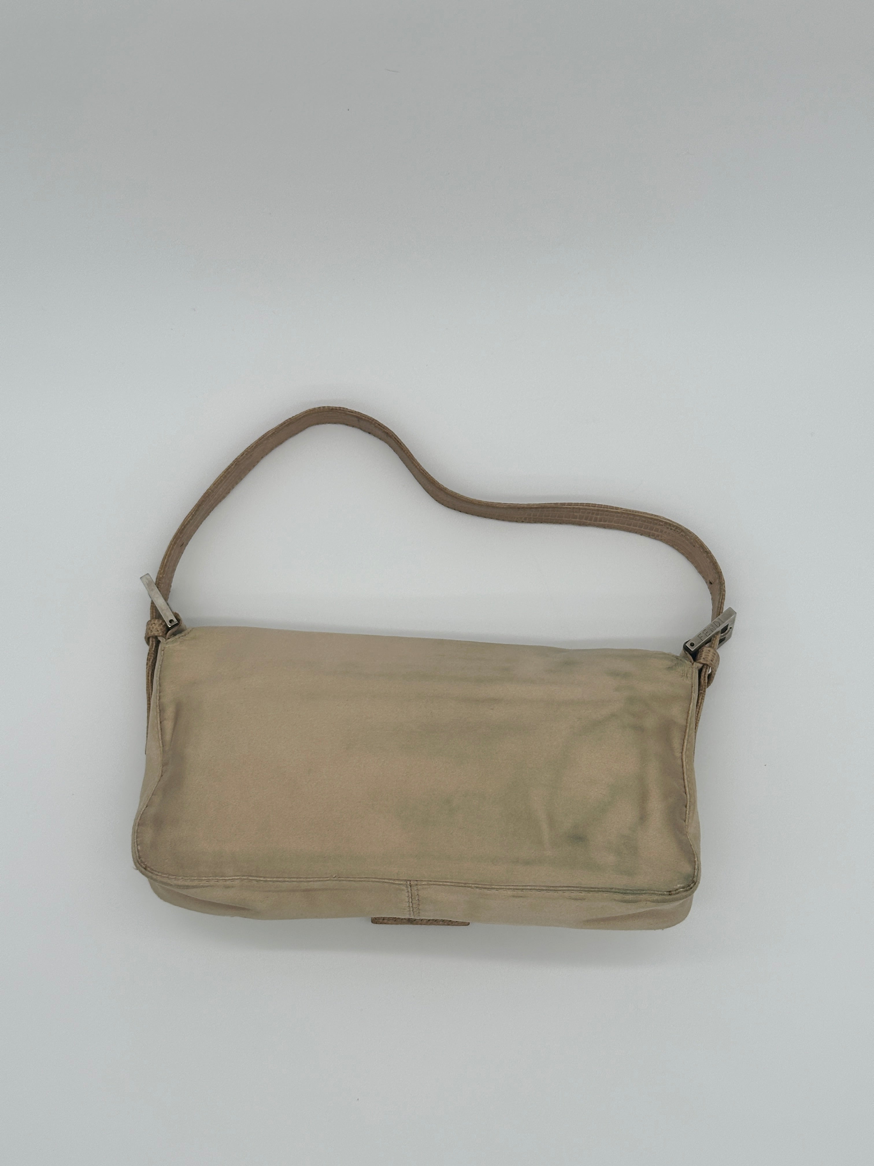 Satin Fendi Baguette with Croc-Embossed Leather